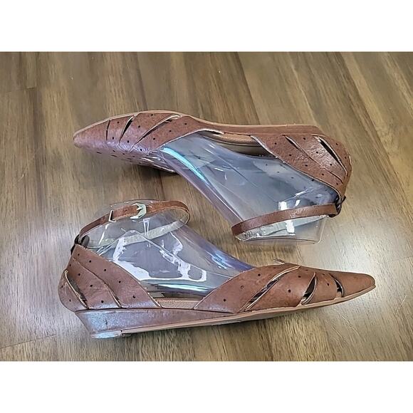 Seychelles Brown Leather Flats Women’s 8 Ankle Strap Pointed Toe GUC - Picture 5 of 12